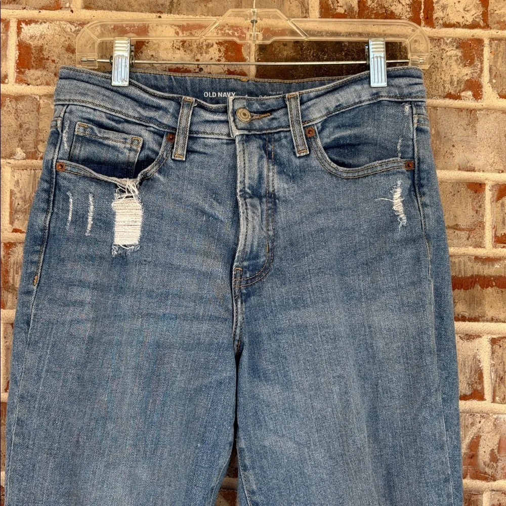 Old Navy Light Wash High Waisted Distressed O.G. Straight Jeans‎